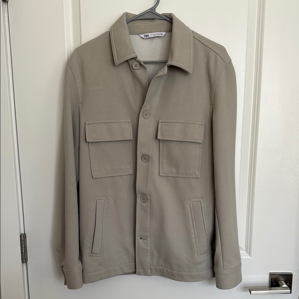 Zara Tan Lightweight Shirt Jacket